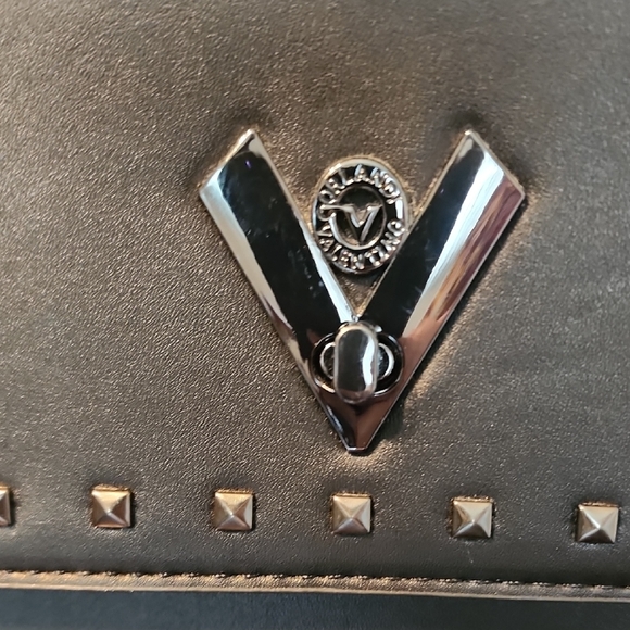 Valentino Orlandi Black Studded Top Handle Bag Vegan Leather Crossbody - Picture 4 of 7